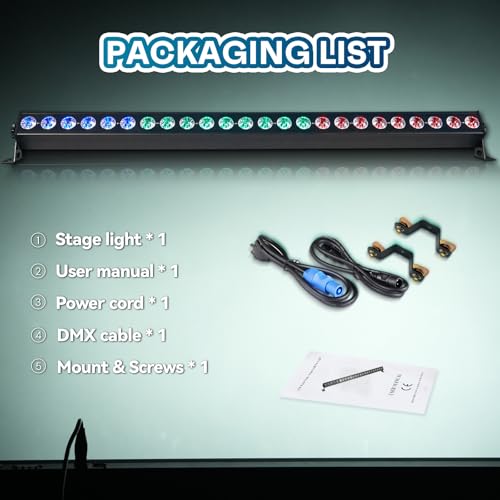 24 LED Stage Lights Bar 120W Professional Wall Wash Lights RGBW UV 6in1 DMX Light 12/50 CH 8-Zone Linear Fixture with 58 Auto Modes, Strobe & Sound Active for Party Club Disco Events Wedding Church - style: 6-in-1 LED