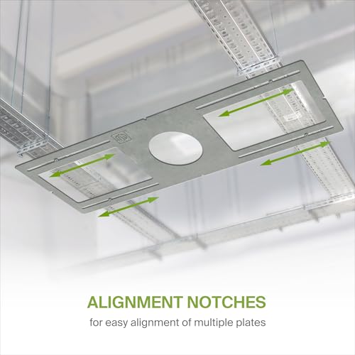 ASD 6 Pack New Construction Mounting Plate Round Hole - 4 Inch Flat Galvanized Steel Wafer Light Rough in Plate, Shallow Light Fixture Mounting Bracket for LED Recessed Lighting - color: Symmetric 4", size: 6 Pack
