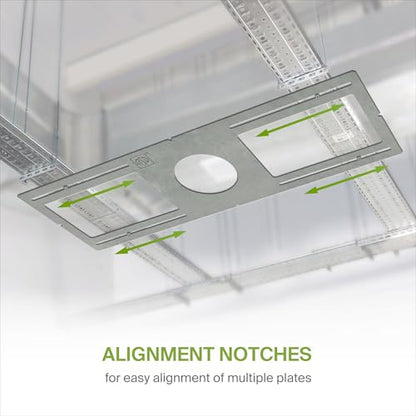 ASD 6 Pack New Construction Mounting Plate Round Hole - 4 Inch Flat Galvanized Steel Wafer Light Rough in Plate, Shallow Light Fixture Mounting Bracket for LED Recessed Lighting - color: Symmetric 4", size: 6 Pack