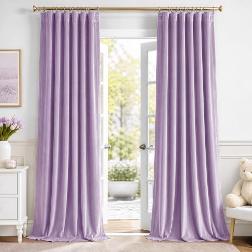 NICETOWN Lilac Purple Velvet Curtains & Drapes for Girls' Bedroom 84" Long - color: Lilac Purple, size: 52"W x 84"L (Pack of 2)