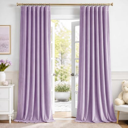 NICETOWN Lilac Purple Velvet Curtains & Drapes for Girls' Bedroom 84" Long - color: Lilac Purple, size: 52"W x 84"L (Pack of 2)