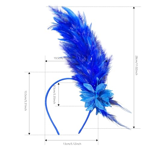 Loieryk Feathers Fascinator Headband 1920s Queen Headpiece Fascinators Hats for Women Tea Party Flower Headpiece - color: Blue