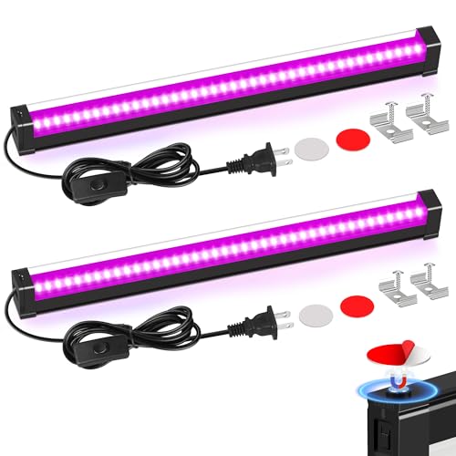Black Light Bar for Glow Party, 15W 1FT Magnetic LED Portable, 2 Pack