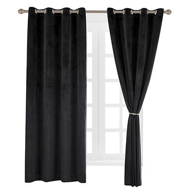 Velvet Curtain Set of 2 Velvet Thermal Blackout Curtain Panel Drapes Grommet Draperies Eyelet 52Wx108L inch Black(2 Panels) Theater| Bedroom| Living Room| Hotel - color: Black, size: 52Wx108L