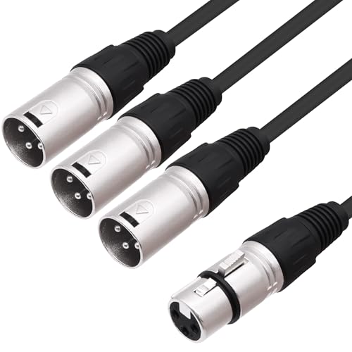 XLR Splitter Audio Y Cable 1 Female to 3 Way Male Adapter 0.6M | XLR Balanced Microphone Audio 1 to 3 Splitter Cord,for Mixer Amplifier Camera - style: 1 female to 3 male