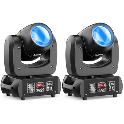HOLDLAMP 120W LED Moving Head Light, Moving Head DJ Lights with Rotating Gobos (18-Facet Prism) and 8 Colors with DMX and Sound Activated Modes for Wedding Parties Church Band Show Bar (Set of 2) - size: 2PACK