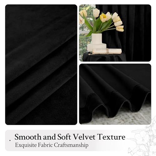 LAMIT Velvet Blackout Curtains for Bedroom 78 Inch Length, 2 Panels, Black | Halloween, Room Darkening, Thermal Insulated, Living Room Curtains, Privacy Window Drapes, Rod Pocket Back Tab, 52 x 78 Inch - color: Black, size: 52"W x 78"L (Pack of 2)