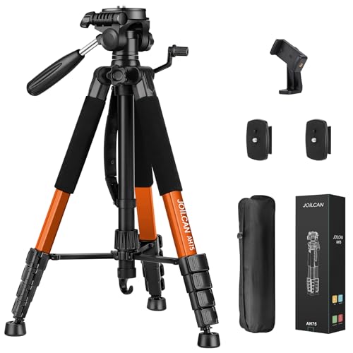 JOILCAN 74" Tripod for Camera Cell Phone Video Photography - color: Orange, size: 74"