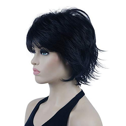 Lydell Short Layered Shaggy Wavy Full Synthetic Wigs (Natural black) - color: #2 Natural black