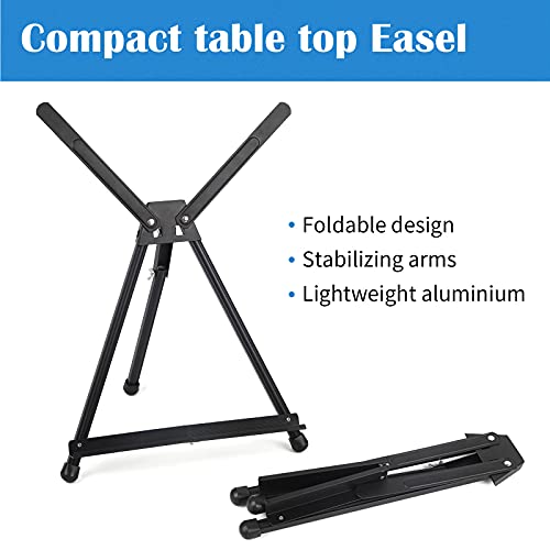 Falling in Art 2 Pack 15" to 21" Tabletop Easel for Painting &Display | Black Aluminum Tripod with Rubber Feet, Holds Canvas, Paintings, Books, Photos, Signs - style: 2 PACK