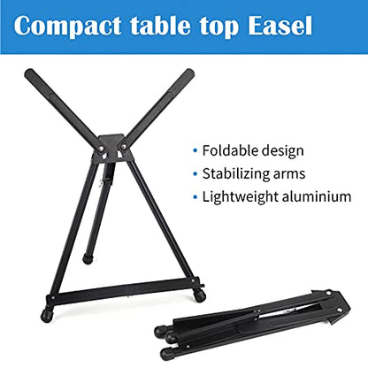 Falling in Art 8 Pack 15" to 21" Tabletop Easel for Painting &Display | Black Aluminum Tripod with Rubber Feet, Holds Canvas, Paintings, Books, Photos, Signs - style: 8 PACK