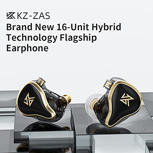 Linsoul KZ ZAS 7BA+1DD in-Ear Monitor, HiFi Bass Earbuds, Gaming Earbuds, Hybrid IEM Earphones with Recessed 2pin Cable for Audiophile Musician(Without Mic, Silver)