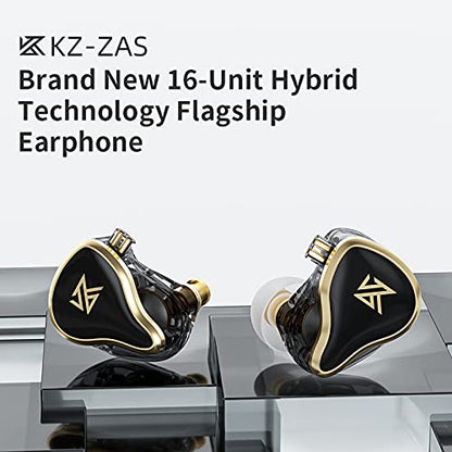 Linsoul KZ ZAS 7BA+1DD in-Ear Monitor, HiFi Bass Earbuds, Gaming Earbuds, Hybrid IEM Earphones with Recessed 2pin Cable for Audiophile Musician(Without Mic, Silver)