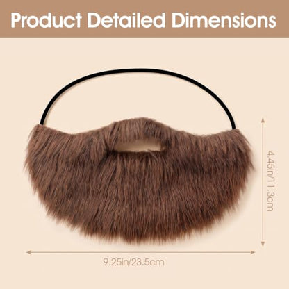 Sibba Beard Brown Men's Fake Beard Costume Facial Hair Mustache | Realistic Fake Beard, With Adjustable Elastic Rope, For Male Makeup Cosplay Party