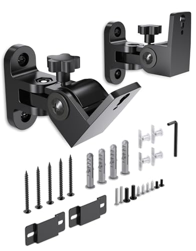 Surround Rear Speaker Wall Mount, Up to 32 lbs, Swivel and Tilt, 2 Pack | Zinc Alloy Mount, Fits Keyhole and Thread Hole, for Small Bookshelf Speakers, Works with Klipsch, LG, Polk, Sony and More - size: 2 Pack