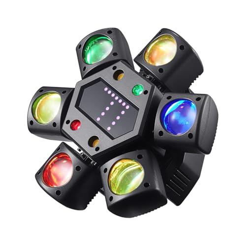 Mini Moving Head DJ Lights, 6-Arm Disco Lights with Remote Control 80w RGBW 4in1 LED DJ Stage Lighting Sound Activated DMX 512 Control for Disco Club Wedding Party Christmas - color: MINI 6 Arms