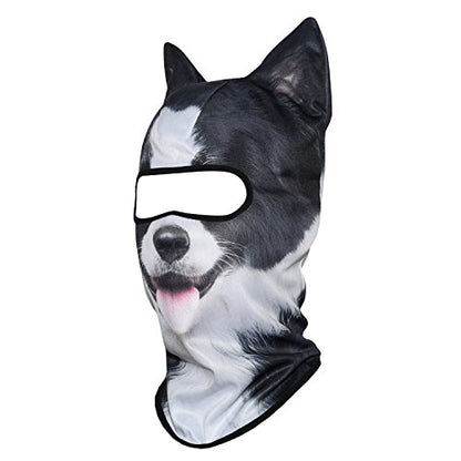 WTACTFUL 3D Animal Ears Balaclava, Breathable Face Mask for Halloween | Stand-Up Ears, Windproof Dustproof, Quick-Dry, No Fade Print, Soft, for Music Festivals Raves Ski Snowboard Moto Party - color: Border Collie Meb-23