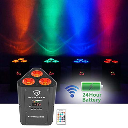 Rockville Best PAR 60 Bundle: (3) Rechargeable RGBWA UV Par Wash Lights, (3) RockWedge Battery DMX Fixtures, (3) Best Strip 60 Wash Bars, ROCKFORCE W2 Wireless DMX Controller, 10-Items