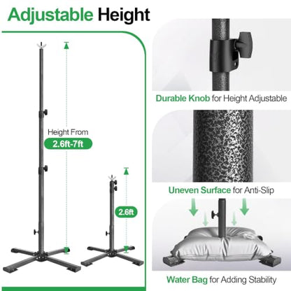 EMART 10x7ft Adjustable Backdrop Stand Kit with Foldable Cross Flat Base - size: 7x10FT
