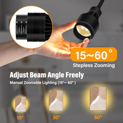 Pinspot Light Bar,6PC LED Pinspot Stage Lights Disco Ball Manual Zoom(15-60 Degree) 3200K Dimmable Warm White DMX Sound Activated Lights for Party Activities Live Show Concert Church Wedding