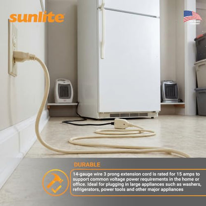 Sunlite 04150-SU EX6/AP Medium Duty Appliance 6-Foot Extension Cord, Three Prong, 14/3 Gauge, 15 Amp, Beige - size: 6'