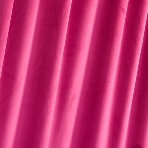 Hot Pink Velvet Curtain Set- Curtains with Bows for Living Room/Bedroom W52 x L84-inch, 2 Panels - color: Hot Pink, size: 52"W x 84"L (Pack of 2)