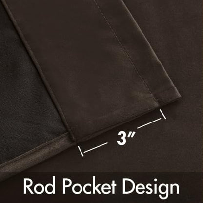 MIULEE Brown Velvet Curtains 63 Inch Long 2 Panels, W40 x L63 | Luxury Super Soft, Thermal Insulated, Room Darkening Drapes, Rod Pocket Design, Window Curtains for Bedroom Living Room - color: Brown, size: 40"W x 63"L (Pack of 2)