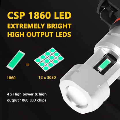 PSX24W 2504 LED Fog Light Bulb, 8000K Ice Blue, 2 Pack | 3800LM Super Bright, 12276 LED Fog Bulb, Daytime Running Lights, for Cars, Non-Polarity - color: Ice Blue