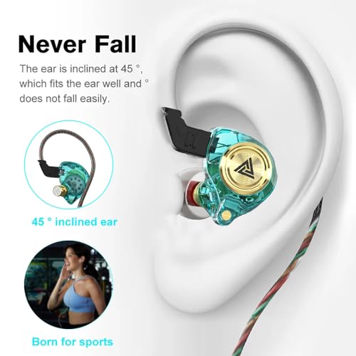 Wired Gaming Earbuds, Ak3file in Ear Monitors, Deep Bass Sound Wired Earbuds, HiFi in Ear Headphones with 1DD 10mm Dynamic Driver, IEM for Music Gaming Video Calling (Green) - color: Green