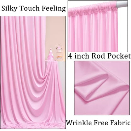 10ft x 8ft Wrinkle Free Pink Backdrop Curtain Drapes, Thick Polyester Baby Pink Backdrop for Girls Birthday Wedding Party Background Baby Shower - color: Pink, size: 10ftx8ft