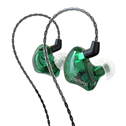 BASN Bsinger BC100 in Ear Monitor Headphone with Dual Drivers, Clear Green | Noise Isolation Dynamic Drivers IEM Earphone with Detachable MMCX Cable for Singer Musician Drummer,Secure Fit Gaming Earbud - color: Green