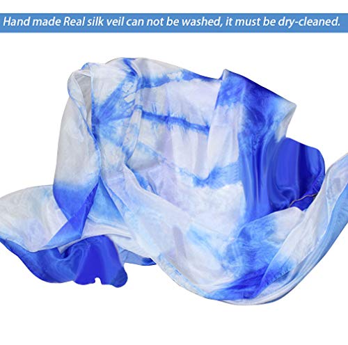KIKIGOAL 100% Silk Belly Dance ISIS Wings Scarf Veil Fan with Telescopic Stick for Halloween Carnival Performance 1.4x2.7cm - color: Gradual Purple