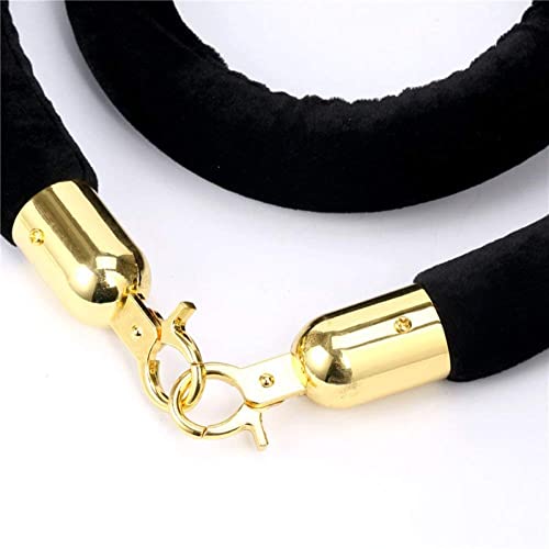 2Pcs Black Velvet Stanchion Rope, 5 Feet Crowd Control Rope Barrier with Gold Plated Hooks for Movie Theater, Queue Barrier, Grand Openings, Wedding，Museum, Hotel Celebration, Carpet Party Event - color: 5 foot Black-2PCS