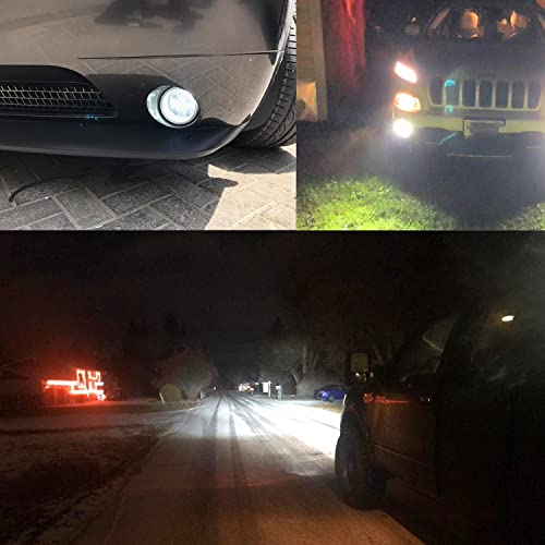 Alla Lighting Premium 80W 5201 DRL PS19W 5202 LED Fog Lights Bulbs Upgrade, 6000K Xenon White PG20-3 Base Extremely Super Bright 12V Lamps Replacement - size: 5201/5202/PS19W