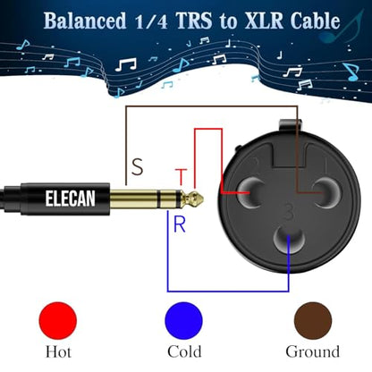 6.35mm (1/4 Inch) TRS Male to XLR Female Cable 4 Ft, Balanced Professional Shielded Stereo Microphone Cable Cord, Gold Plated for Mixer AMP Speaker Amplifier with 6.35 to 3.5mm Adapter+Ties - size: 4FT, style: 6.35mm to XLR Female