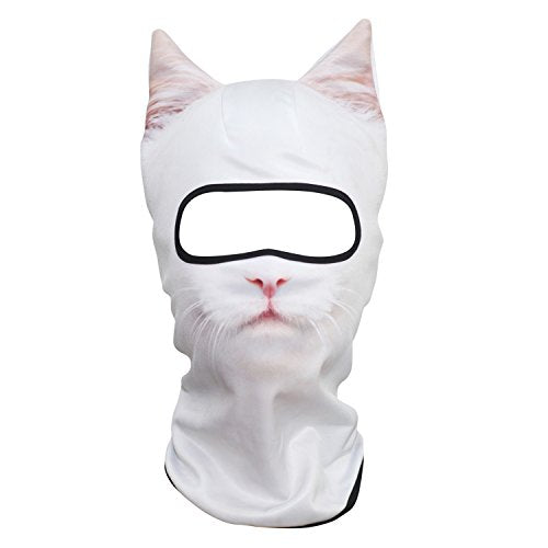 WTACTFUL 3D Animal Ears Balaclava, Breathable Face Mask for Halloween | Stand-Up Ears, Windproof Dustproof, Quick-Dry, No Fade Print, Soft, for Music Festivals Raves Ski Snowboard Moto Party - color: Cat Meb-27