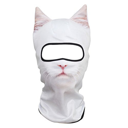 WTACTFUL 3D Animal Ears Balaclava, Breathable Face Mask for Halloween | Stand-Up Ears, Windproof Dustproof, Quick-Dry, No Fade Print, Soft, for Music Festivals Raves Ski Snowboard Moto Party - color: Cat Meb-27