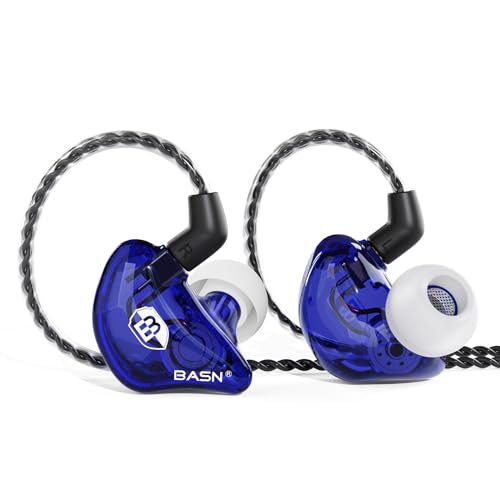 BASN Bsinger BC100 in Ear Monitor Headphones,Blue | Universal Fit Noise Isolating IEM Earphones for Musicians Singers Studio Audiophiles - color: Blue