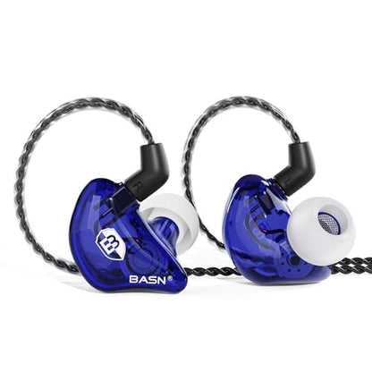 BASN Bsinger BC100 in Ear Monitor Headphones,Blue | Universal Fit Noise Isolating IEM Earphones for Musicians Singers Studio Audiophiles - color: Blue