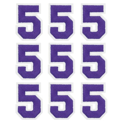 MECCANIXITY Iron on Number Patches 2" Number 5 Iron on Embroidered Patch Sew on Letter Stickers Applique for Repairing Clothing Jeans Shoes Hats DIY(Purple, Pack of 9) - style: Number 5