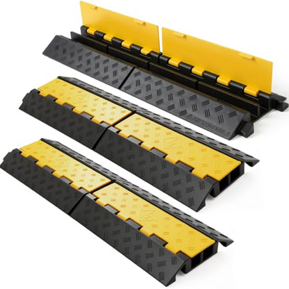 CXRCY Rubber Ramp Cable Protector Ramps Wire Hose Protective 2 Channel Traffic Rubber Plastic Cord Cover Speed Bump for Asphalt Concrete Gravel Driveway Outdoor(3 Pack Foldable 2 Channel) - size: 3 Pack foldable 2 Channel