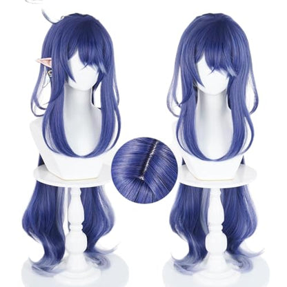 Blue Purple Cosplay Wig Heat Resistan Synthetic Fiber Long Straight Hair for Adult Women Halloween Cos Anime Party Replacement Wigs - color: Blue Purple
