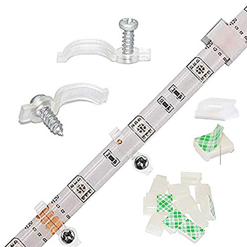 Griver 100 Pack Strip Light Mounting Brackets,Fixing Clips,One-Side Fixing,100 Screws Included (Combination package) - style: Combination package