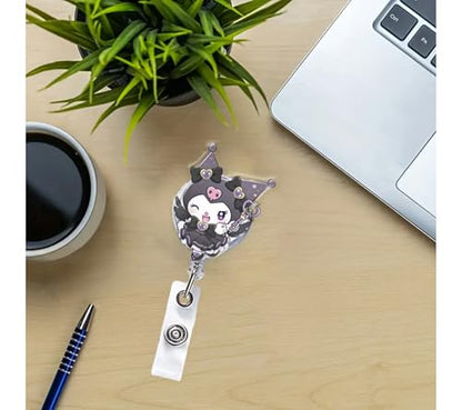 4 Pcs Cute Cartoon Retractable Badge Reel Holders – Clip-On ID Badge Holders with Keyring & 24” Cord Extension – Fun Animal Nurse & Office Badge Reels for Teachers, Students & Professionals