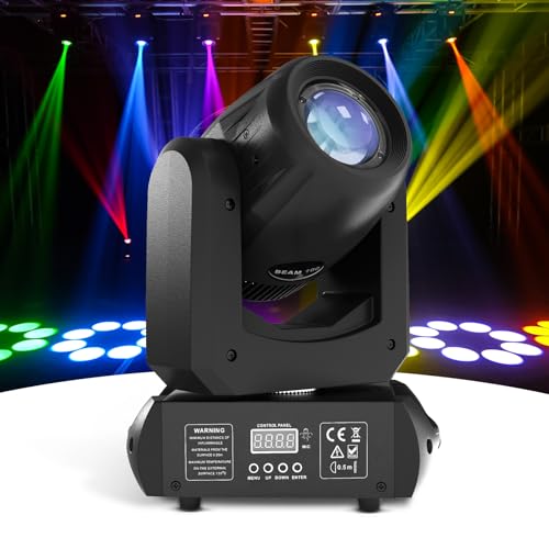 100W LED Moving Head Beam Light with 8 Gobos 8 Colors & 8 Prism Effects, DMX512 and Sound Control for Weddings, Clubs, Stage Lighting