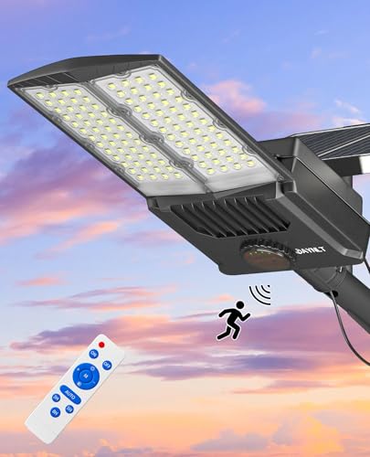 JAYNLT Y-10500W Solar Street Lights Outdoor, Commercial Parking Lot Lights | High Lumen,Commercial Grade,Wide Coverage,Dusk to Dawn,Motion Sensor,Adjustable Brightness,IP67 Waterproof,All Night Lighting - size: 4X-Large