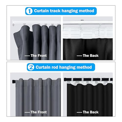 MaKefeile Room Divider Curtains Total Blackout Privacy Curtain Panel Room Thermal Insulated Noise Reduction Curtains for Bedroom Window Living Room Ceiling Track Curtain W 8.3 ft × H 7 ft Dark-Grey - color: Dark-grey, size: 100"W x 84"L (Pack of 1)