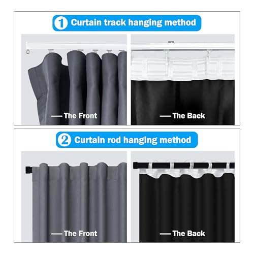 MaKefeile Room Divider Curtains Total Blackout Privacy Curtain Panel Room Thermal Insulated Noise Reduction Curtains for Bedroom Window Living Room Ceiling Track Curtain W 8.3 ft × H 9 ft Dark-Grey - color: Dark-grey, size: 100"W x 108"L (Pack of 1)