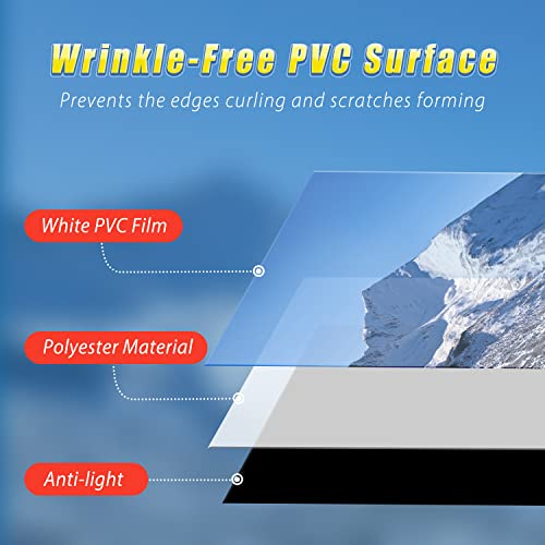 Projector Screen with Stand 108-INCH Indoor Outdoor 4:3 1.2 Gain PVC Movie Projection Screen 4K 8K 3D Ultra HD HDR Wrinkle-Free Design for Home Theater Movie Theatre Cinema Office Game