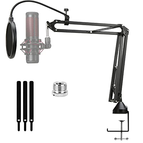 For HyperX Quadcast Boom Arm - Upgraded Mic Stand with Pop Filter and Cable Sleeve, 3/8" to 5/8" Adapter Compatible with Blue Yeti Fifine Shure SM7B MV7 AM8 AT2020 and Other Microphone - color: HyQC Microphone Arm